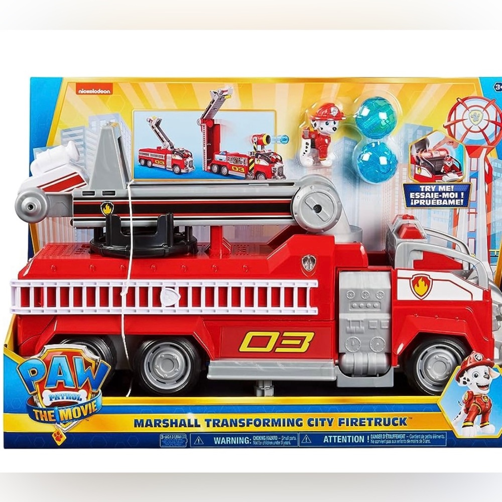 NIB Paw Patrol The Movie transforming city fire truck with extending ladder